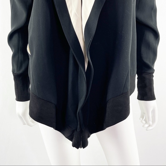 Rag & Bone Size XXS Black & Cream Zip Up Shacket Asymmetrical Hooded Jacket - Picture 5 of 10